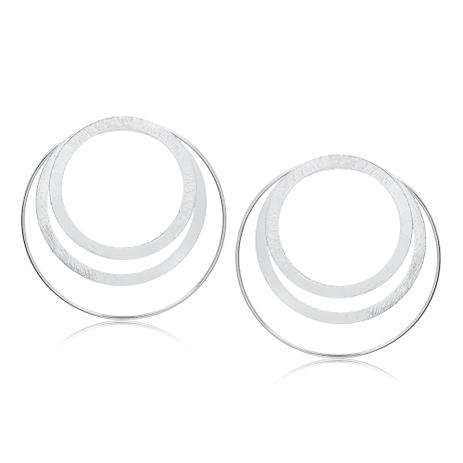 Brinco de argola maxi três círculos folheado em ródio branco - 2180000000414 - Francisca joias contemporâneas Menor preço em Brinco de argola maxi três círculos folheado em ródio branco - 2180000000414 - Francisca joias contemporâneas