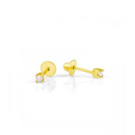 Brinco de Ouro 18k Cartier 2 Pontos Cada Pedra br15063 - Joiasgold Menor preço em Brinco de Ouro 18k Cartier 2 Pontos Cada Pedra br15063 - Joiasgold