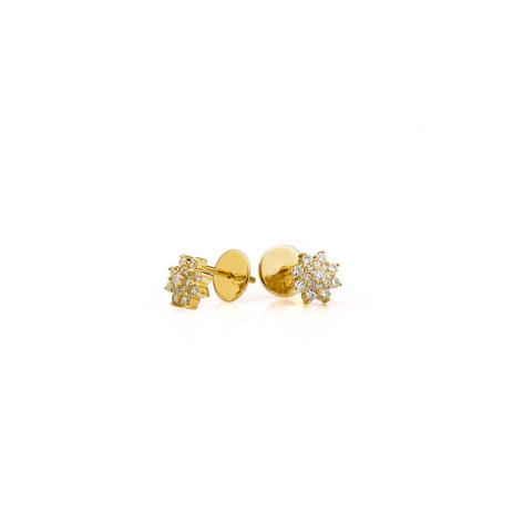 Brinco de Ouro 18k Chuveiro Flor com Diamantes br22305 - Joiasgold Menor preço em Brinco de Ouro 18k Chuveiro Flor com Diamantes br22305 - Joiasgold