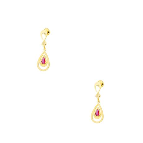 Brinco de Ouro 18k Gota com Zircônia Vermelha br21845 - Joiasgold é boa?