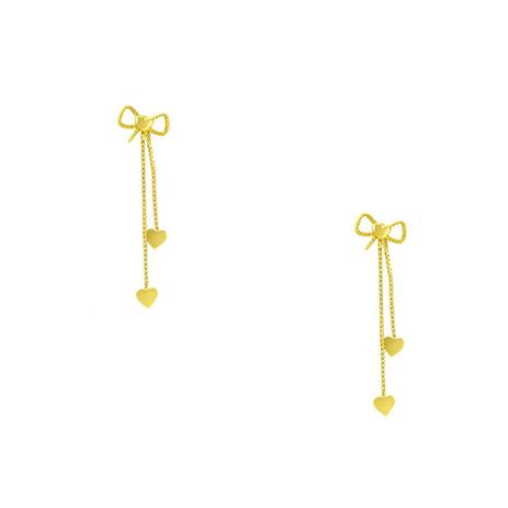 Brinco de Ouro 18k Laço com Coração Pendurado br20734 - Joiasgold Menor preço em Brinco de Ouro 18k Laço com Coração Pendurado br20734 - Joiasgold