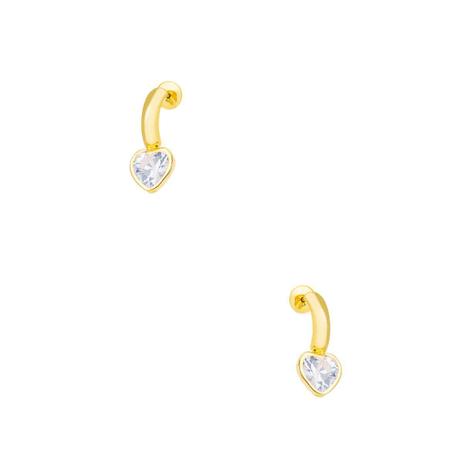 Brinco de Ouro 18k Meia Argola com Coração de Zircônia br22540 - Joiasgold é boa?