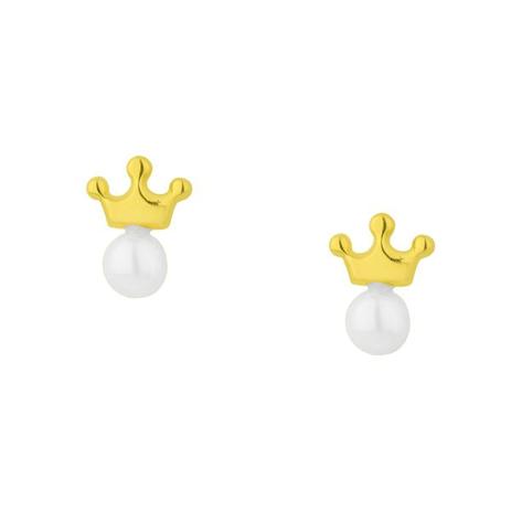 Brinco de Ouro 18k Modelo Coroa com Pérola br20014 - Joiasgold é boa?