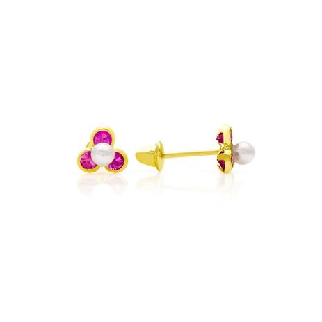 Brinco de Ouro 18k Modelo Flor Infantil br20669 - Joiasgold Menor preço em Brinco de Ouro 18k Modelo Flor Infantil br20669 - Joiasgold
