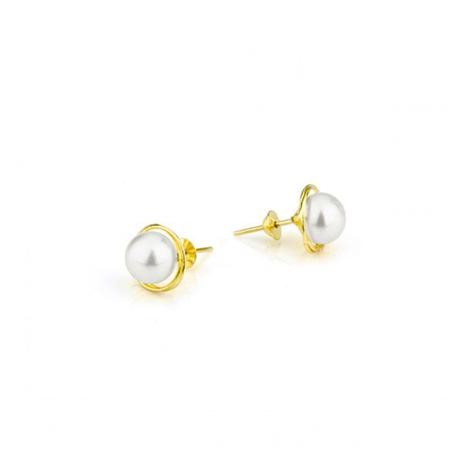 Brinco de Ouro 18k Rococó de Pérola com 5,0mm br21022 - Joiasgold Menor preço em Brinco de Ouro 18k Rococó de Pérola com 5,0mm br21022 - Joiasgold