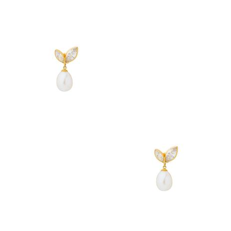 Brinco de Ouro 18k Zircônia Navete com Pérola Pendurada br20611 - Joiasgold é boa?