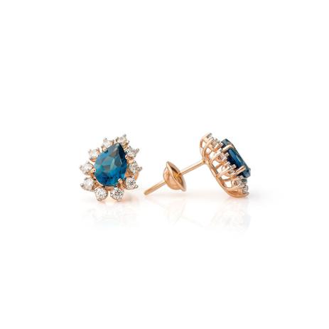 Brinco de Ouro Rosê 18k Gota Topázio London com Diamantes br22019 - Joiasgold Menor preço em Brinco de Ouro Rosê 18k Gota Topázio London com Diamantes br22019 - Joiasgold