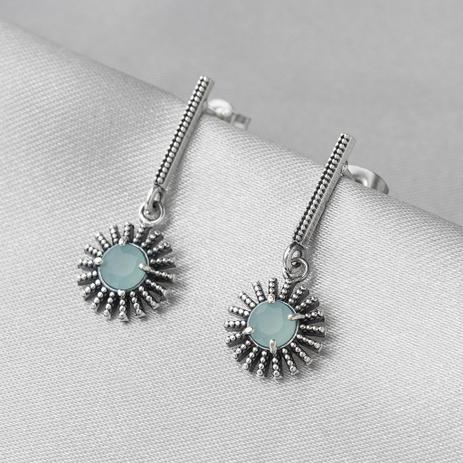 Brinco de Prata Balanço Trabalhado com Zircônia Redonda Milk Água Marinha Verde - Prata fina é boa?