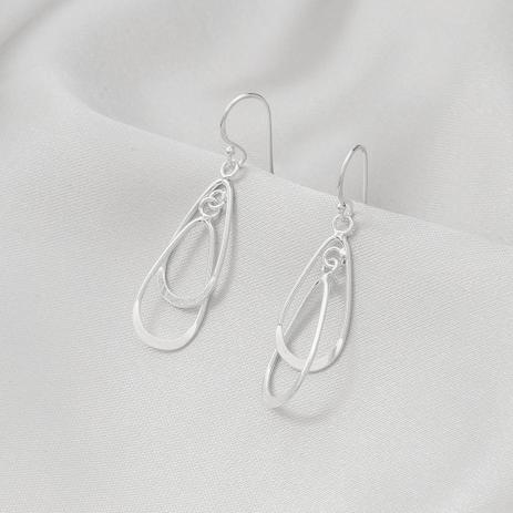 Brinco de Prata Gancho Duas Gotas Espelhadas - Prata fina Menor preço em Brinco de Prata Gancho Duas Gotas Espelhadas - Prata fina