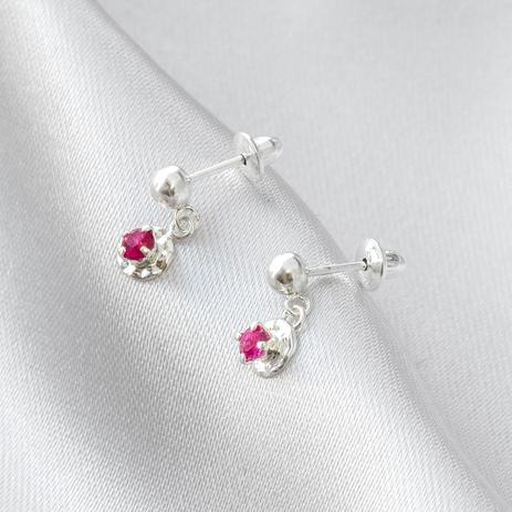 Brinco de Prata Infantil Balanço com Zircônia Rosa Pink - Prata fina Menor preço em Brinco de Prata Infantil Balanço com Zircônia Rosa Pink - Prata fina