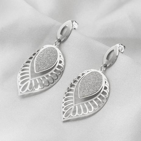 Brinco de Prata Leve Gota com Glitter Branco e Ródio - Prata fina Menor preço em Brinco de Prata Leve Gota com Glitter Branco e Ródio - Prata fina