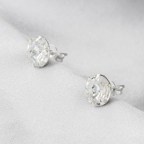 Brinco de Prata Top de Cristal Rivoly Redondo - Prata fina Menor preço em Brinco de Prata Top de Cristal Rivoly Redondo - Prata fina