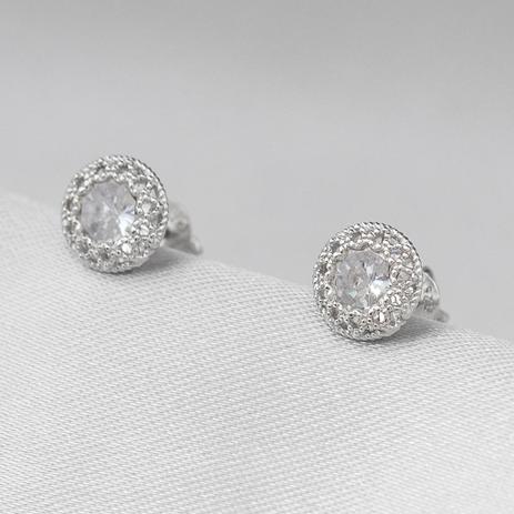 Brinco de Prata Top Redondo com Zircônia Cristal G - Prata fina Menor preço em Brinco de Prata Top Redondo com Zircônia Cristal G - Prata fina