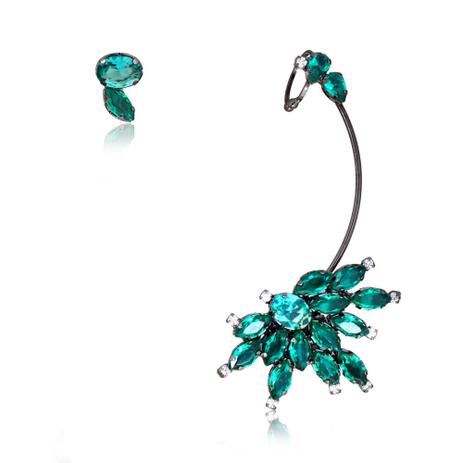 Brinco ear cuff meia flor com pedras e cristais navete verde folheado em ródio negro - 2180000000708 - Francisca joias contemporâneas Menor preço em Brinco ear cuff meia flor com pedras e cristais navete verde folheado em ródio negro - 2180000000708 - Francisca joias contemporâneas