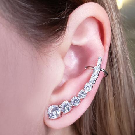 Brinco Ear Cuff Pontos de Luz Zircônias Banho Ródio Branco - Bruna Moreschi Menor preço em Brinco Ear Cuff Pontos de Luz Zircônias Banho Ródio Branco - Bruna Moreschi