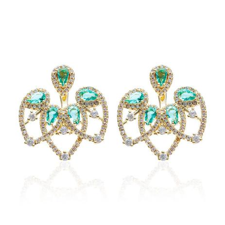 Brinco Ear Jacket Folhas Luxo com Turmalina Paraíba e Zircônia Cristal Folheado a Ouro 18k Moussaieff Menor preço em Brinco Ear Jacket Folhas Luxo com Turmalina Paraíba e Zircônia Cristal Folheado a Ouro 18k Moussaieff