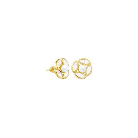 Brinco em Ouro 18K Flor com Pérola - AU3956 - Bruna tessaro Menor preço em Brinco em Ouro 18K Flor com Pérola - AU3956 - Bruna tessaro