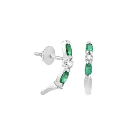 Brinco em Ouro Branco 18K com Esmeralda e Diamantes - AU3838 - Bruna tessaro Menor preço em Brinco em Ouro Branco 18K com Esmeralda e Diamantes - AU3838 - Bruna tessaro