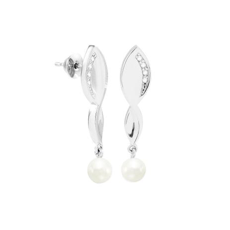 Brinco em Ouro Branco 18K com Pérola e Diamantes - AU1540 - Bruna tessaro Menor preço em Brinco em Ouro Branco 18K com Pérola e Diamantes - AU1540 - Bruna tessaro