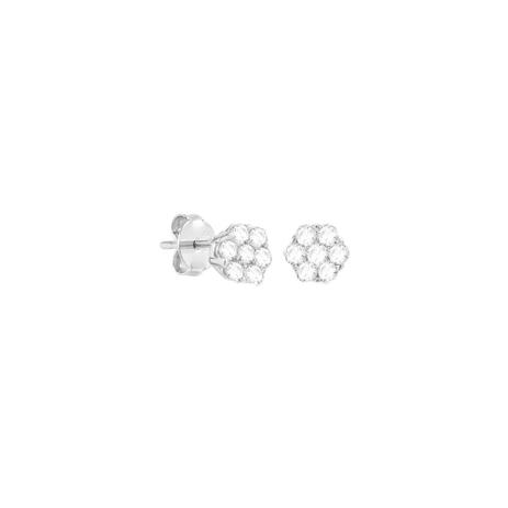Brinco em Ouro Branco 18K Flor com Diamantes - AU4006 - Bruna tessaro Menor preço em Brinco em Ouro Branco 18K Flor com Diamantes - AU4006 - Bruna tessaro