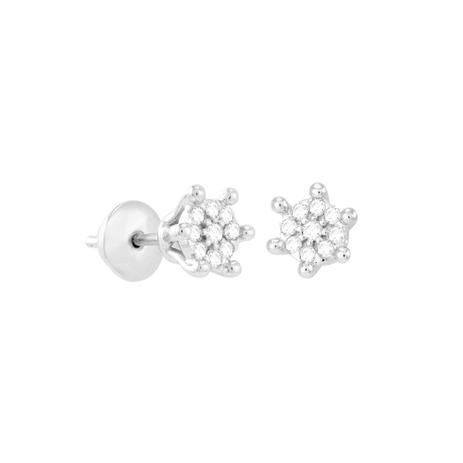 Brinco em Ouro Branco 18K Flor com Diamantes - AU4889 - Bruna tessaro Menor preço em Brinco em Ouro Branco 18K Flor com Diamantes - AU4889 - Bruna tessaro