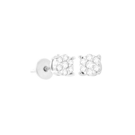 Brinco em Ouro Branco 18K Flor com Diamantes - AU4949 - Bruna tessaro Menor preço em Brinco em Ouro Branco 18K Flor com Diamantes - AU4949 - Bruna tessaro