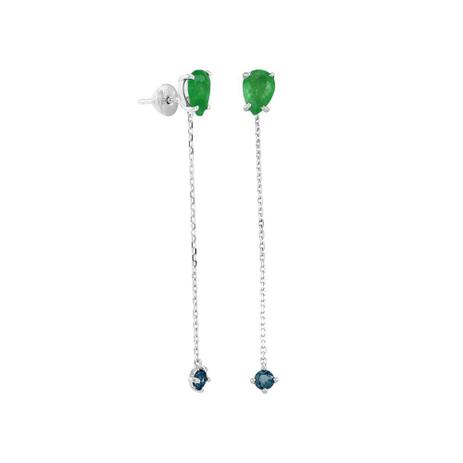 Brinco em Ouro Branco 18K Nefrita e Fio com Topázio - AU4047 - Bruna tessaro Menor preço em Brinco em Ouro Branco 18K Nefrita e Fio com Topázio - AU4047 - Bruna tessaro