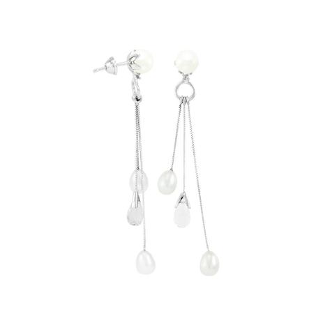 Brinco em Ouro Branco 18K Pérolas e Cristal - AU1739 - Bruna tessaro Menor preço em Brinco em Ouro Branco 18K Pérolas e Cristal - AU1739 - Bruna tessaro