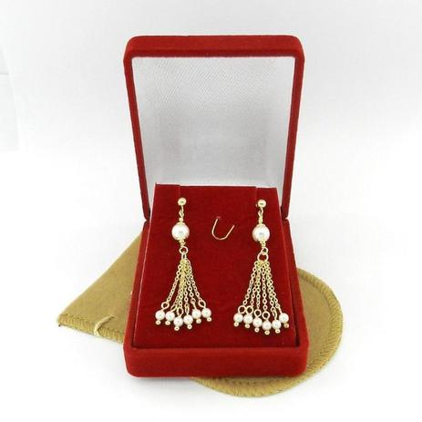 Brinco Feminino Perola Cacho Folheado Ouro Br278 - Wnbijouterias Menor preço em Brinco Feminino Perola Cacho Folheado Ouro Br278 - Wnbijouterias
