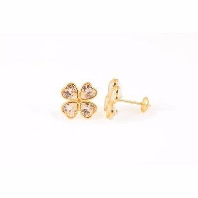 Brinco Feminino Trevo De 4 Folhas Em Ouro 18k- 750 - Dg presentes Menor preço em Brinco Feminino Trevo De 4 Folhas Em Ouro 18k- 750 - Dg presentes