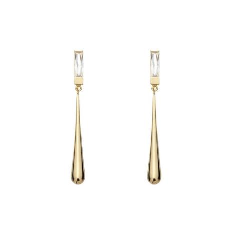 Brinco Gota Longa com Zirconia Retangular Cristal Banhado Ouro 18k - Kelly guimarães Menor preço em Brinco Gota Longa com Zirconia Retangular Cristal Banhado Ouro 18k - Kelly guimarães