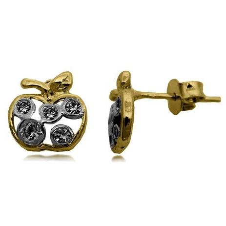 Brinco Maçã Cravejada com Strass Folheado a Ouro 18k + Ródio - Lunozê Menor preço em Brinco Maçã Cravejada com Strass Folheado a Ouro 18k + Ródio - Lunozê