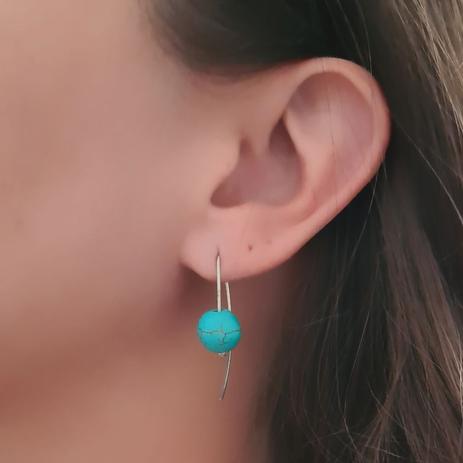 Brinco Pedra Natural Howlita Azul Turquesa prata 925 - Zanella Joias Menor preço em Brinco Pedra Natural Howlita Azul Turquesa prata 925 - Zanella Joias