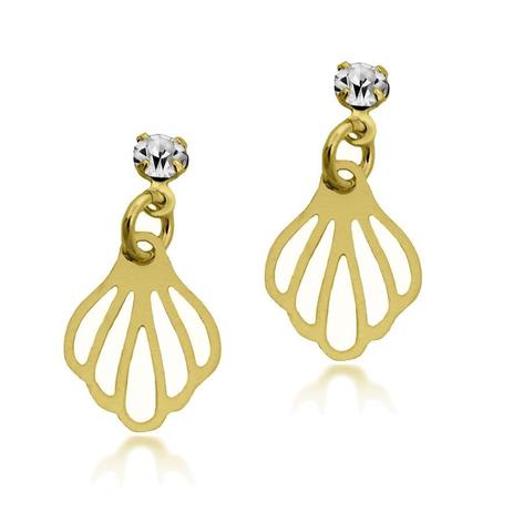 Brinco Pendente Concha Vazada Strass Folheado a Ouro 18k - Lunozê é boa?