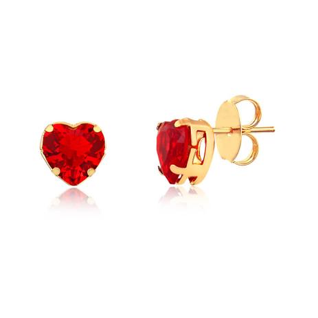 Brinco pequeno de coração vermelho folheado em ouro 18k - 2180000001756 - Francisca joias contemporâneas Menor preço em Brinco pequeno de coração vermelho folheado em ouro 18k - 2180000001756 - Francisca joias contemporâneas