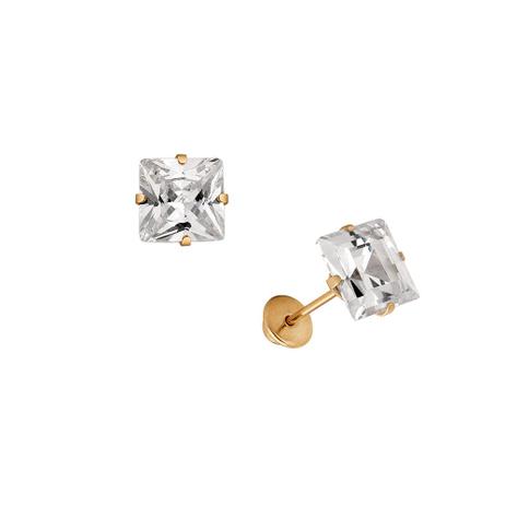 Brinco Ponto de Luz Quadrado em Ouro 18k - Joia em Casa Menor preço em Brinco Ponto de Luz Quadrado em Ouro 18k - Joia em Casa