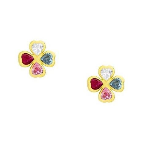 Brinco Trevo 4 Folhas Zircônia Colorido Ouro 18k 750 - Dr Joias Menor preço em Brinco Trevo 4 Folhas Zircônia Colorido Ouro 18k 750 - Dr Joias