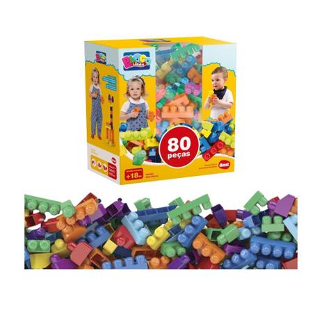 Brinquedo colorido infantil mais blocos i dismat 80 peças Menor preço em Brinquedo colorido infantil mais blocos i dismat 80 peças