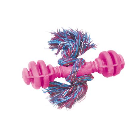 Brinquedo Halteres Maciço de Borracha com Corda Furacão Pet - Rosa é boa?