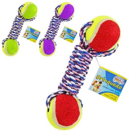 Brinquedo para cachorro com 2 bolas e corda - Western Menor preço em Brinquedo para cachorro com 2 bolas e corda - Western