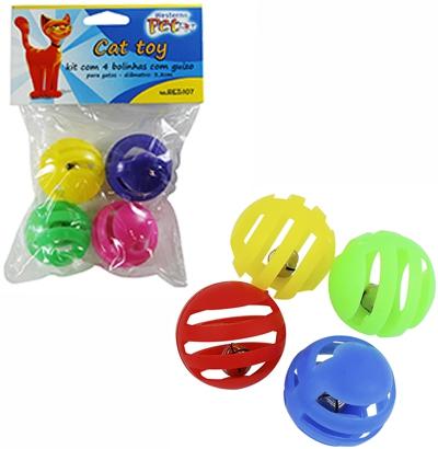 Brinquedo para gato bolinha com guizo kit com 4 - Western pet Menor preço em Brinquedo para gato bolinha com guizo kit com 4 - Western pet