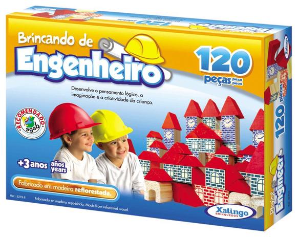 Brinquedo Pedagógico blocos de Madeira Engenheiro 120 Peças - Xalingo Menor preço em Brinquedo Pedagógico blocos de Madeira Engenheiro 120 Peças - Xalingo