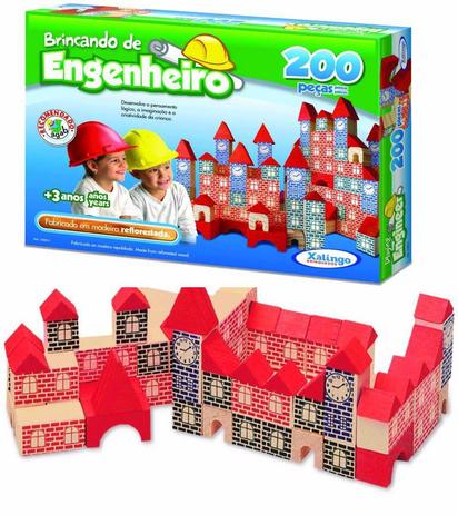 Brinquedo Pedagógico Madeira Brincando Engenheiro 200 Peças - Xalingo Menor preço em Brinquedo Pedagógico Madeira Brincando Engenheiro 200 Peças - Xalingo
