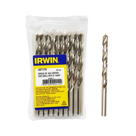 Broca Aço Rápido 15/64” 5.95mm Irwin Kit c/ 10 Menor preço em Broca Aço Rápido 15/64” 5.95mm Irwin Kit c/ 10