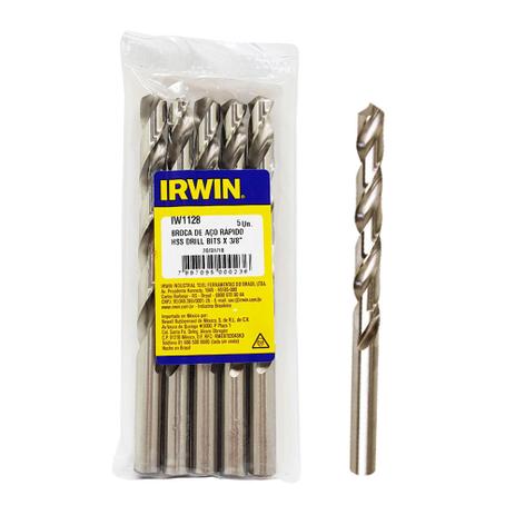 Broca Aço Rápido 3/8” 9.52mm Irwin Kit c/ 5 Menor preço em Broca Aço Rápido 3/8” 9.52mm Irwin Kit c/ 5