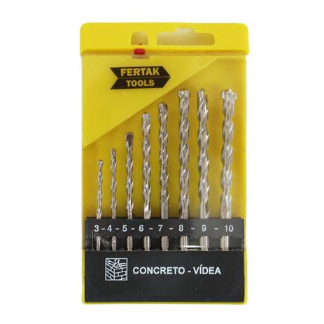 Broca para Concreto Jogo com oito Brocas - Fertak tools Menor preço em Broca para Concreto Jogo com oito Brocas - Fertak tools