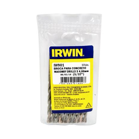 Broca Widea Concreto 4mmx5/32”x75mm Irwin Kit c/10 Menor preço em Broca Widea Concreto 4mmx5/32”x75mm Irwin Kit c/10