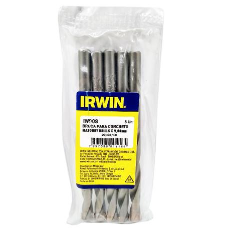 Broca Widea Concreto 9mmx120mm Irwin Kit c/05 Menor preço em Broca Widea Concreto 9mmx120mm Irwin Kit c/05