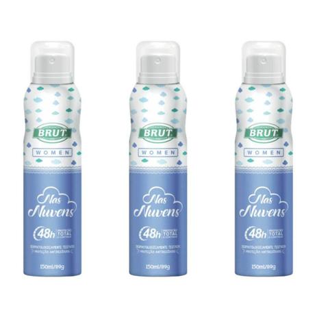 Brut Nas Nuvens Desodorante Aerosol 48h Woman 150ml (Kit C/03) Menor preço em Brut Nas Nuvens Desodorante Aerosol 48h Woman 150ml (Kit C/03)