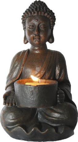 Buda com Porta Velas em Resina (Marrom) - Relaxar e meditar Menor preço em Buda com Porta Velas em Resina (Marrom) - Relaxar e meditar